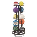 Office Filing Cabinets & Shelves | Champion Sports MBR3 25 in. x 25 in. x 56 in. 198 lbs. Capacity Deluxe 5-Row Metal Mobile Medicine Ball Rack - Black image number 5