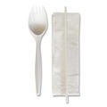 Food Service | Boardwalk BWKSCHOOLKITPP 5.31 in. Mediumweight Plastic School Cutlery Napkin/Spork/Straw Kit - White (1000/Carton) image number 1