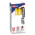  | Avery 08882 MARKS A LOT Broad Chisel Tip Large Desk-Style Permanent Marker - Yellow (1-Dozen) image number 0