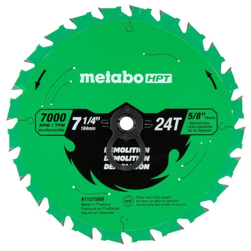 Metabo HPT 7-1/4 24-Tooth Industrial PTFE Circular Saw Demo Blade