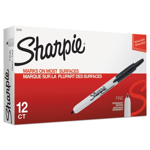 Office Jansan | Sharpie 32701 Fine Bullet Tip Retractable Permanent Marker - Black (1-Dozen) image number 0