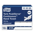Paper Towels and Napkins | Tork 105065 1-Ply 7.91 in. x 8.85 in. PeakServe Continuous Hand Towel - White (12/Carton) image number 1