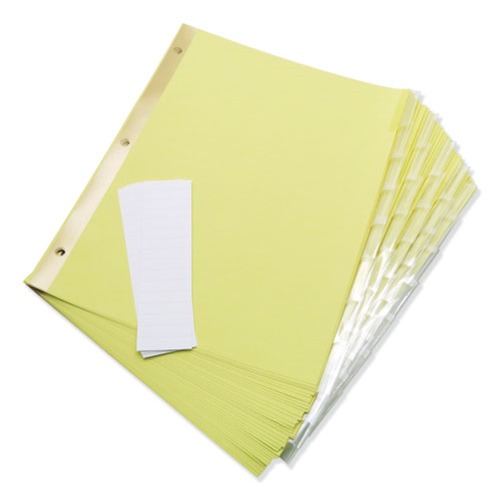 Dividers & Tabs | Universal UNV21877 11 in. x 8.5 in. 8-Tab Deluxe Extended Insertable Tab Indexes - Buff, Clear Tabs (6/Pack) image number 0