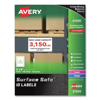 Avery Surface Safe 4 in. x 6 in. ID Labels - White (100/Box)
