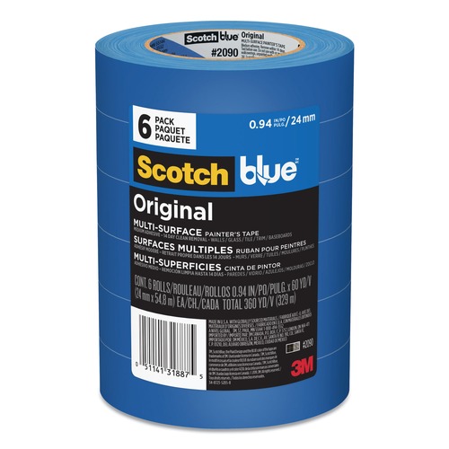Tapes | 3M 2090-24EVP 0.94 in. x 60 yds. Original Multi-Surface 3 in. Core Painter's Tape - Blue (6/Pack) image number 0