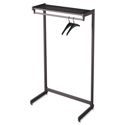  | Quartet 20214 48 in. x 18.5 in. x 61.5 in. Powder Coated Textured Steel, Single-Side Garment Rack with Shelf - Black image number 0