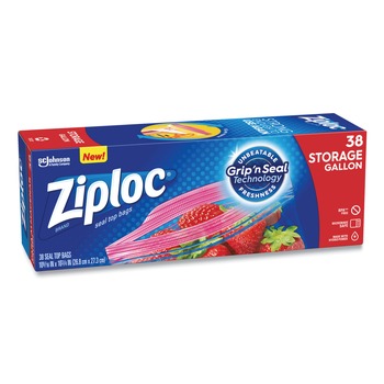 Ziploc 314470BX 1 Gallon 1.75 mil 10.56 in. x 10.75 in. Double Zipper Storage Bags - Clear (38/Box)