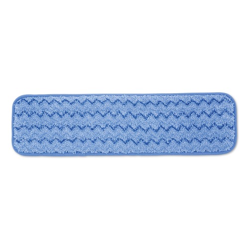 Mops | Rubbermaid Commercial FGQ41000BL00 Split Nylon/Polyester Blend 18 in. Microfiber Wet Room Pads - Blue (12/Carton) image number 0