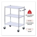 Alera ALESW333018SR 34.5 in. x 18 in. x 40 in. 600 lbs. Capacity 3-Shelf Wire Cart with Liners - Silver image number 2