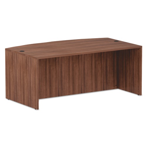  | Alera VA227236WA Valencia Series 71 in. x 41.38 in. x 29.63 in. Bow Front Desk Shell - Modern Walnut image number 0