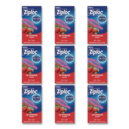 Food Service | Ziploc 351317 1 Quart 1.75 mil. 9.63 in. x 8.5 in. Double Zipper Storage Bags - Clear (9/Carton) image number 0