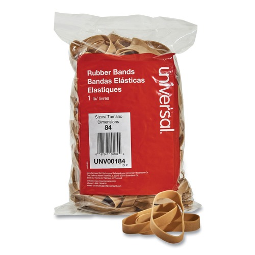  | Universal UNV00184 0.04 in. Gauge, 1 lbs. Box, Rubber Bands - Size 84, Beige (155/Pack) image number 0