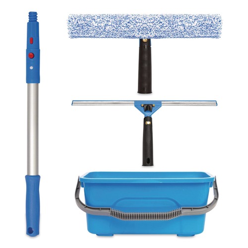 Cleaning Tools | Gritt Commercial GRI138B3PK Pro Window Cleaning Kit with 14 in. Squeegee, 14 in. Washer, 20 in. Pole and 3 Gallon Heavy-Duty Bucket (3/Kit) image number 0