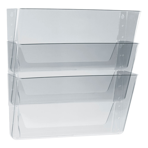 Filing Racks | Storex 70229U06C Legal Size 16 in. x 14 in. 3 Pocket Wall File - Clear (3/Pack) image number 0
