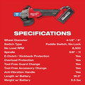 Angle Grinders | Milwaukee 2882-22 M18 FUEL Brushless Lithium-Ion 4-1/2 in. / 5 in. Cordless Braking Grinder with No-Lock Paddle Switch with ONE-KEY Kit (6 Ah) image number 7