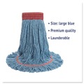 Mops | Boardwalk BWK503BLEA Cotton/ Synthetic Fiber Super Loop Wet Mop Head - Large, Blue image number 5