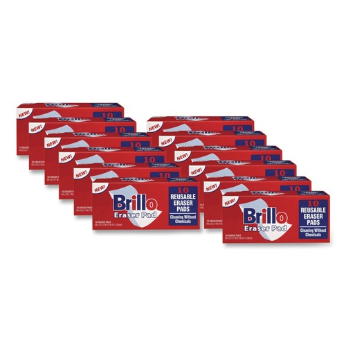 Sponges & Scrubbers | Brillo 56102 3.2 in. x 4.6 in. Commercial Eraser Pads - White (12/Carton) image number 0