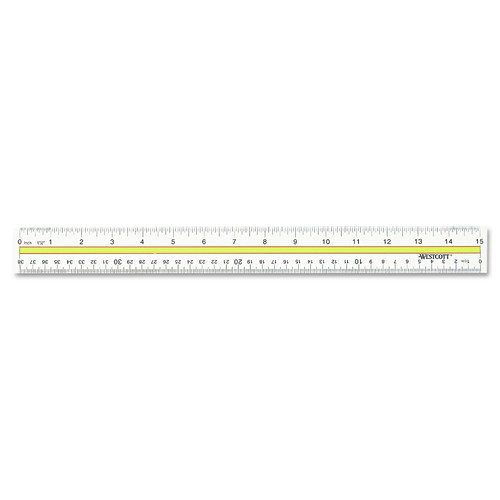  | Westcott 10580 15 in. Long Acrylic Data Highlight Reading Ruler with Tinted Guide - Clear/Yellow image number 0