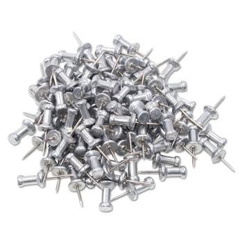 GEM 0.38 in. Aluminum Head Push Pins - Silver (100/Box)