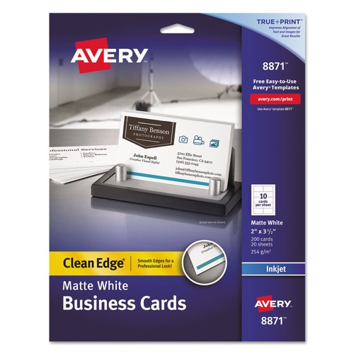 Office Jansan | Avery 08871 2 in. x 3.5 in. True Print Clean Edge Business Cards - White (10 Cards/Sheet, 20 Sheets/Pack) image number 0