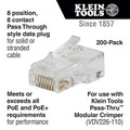 Electronics | Klein Tools VDV826-763 Pass-Thru RJ45-CAT6 Modular Data Plugs (200-Pack) image number 1