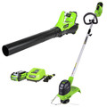 Greenworks 1301202 STBA40B210 40V String Trimmer and Axial Blower with 2 Ah Battery and Charger image number 0