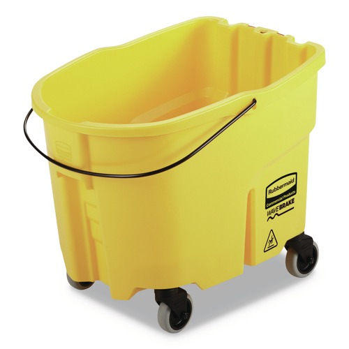 Trash & Waste Bins | Rubbermaid Commercial 2064914 WaveBrake 2.0 8.75 gal Plastic Bucket - Yellow image number 0