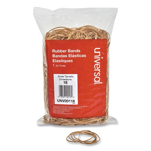 Office Jansan | Universal UNV00118 0.04 in. Gauge Size 18 Rubber Bands - Beige (1600/Pack) image number 0