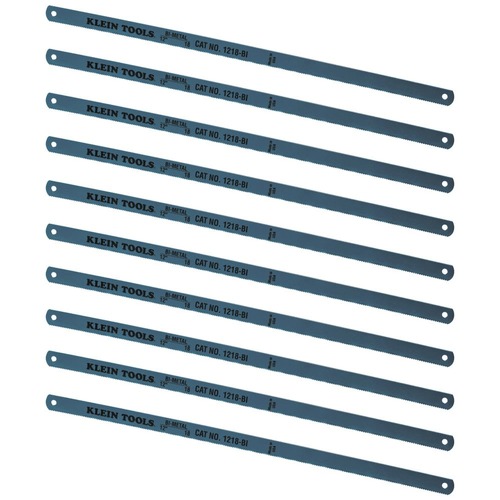 Blades | Klein Tools 1218BI-P 10-Piece 12 in. 18 TPI Bi-Metal Blade Set image number 0