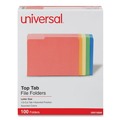Universal UNV10506EE Deluxe Colored 1/3-Cut Top Tab Letter Size File Folders - Assorted (100/Box) image number 1