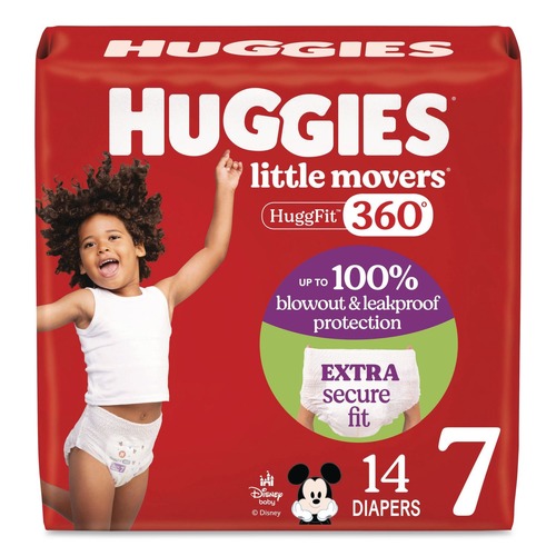 Cleaning & Janitorial Supplies | Huggies 56609 Little Movers HuggFit 360 Degree - Size 7/Disney Design (14/Pack) image number 0