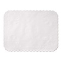 Linen and Table Accessories | Hoffmaster TC8704472 14 in. x 19 in. Anniversary Embossed Scalloped Edge Tray Mat - White (1000/Carton) image number 0