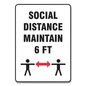 GN1 10 in. x 14 in. Social Distance Wall Sign - White (10/Pack)