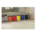 Trash & Waste Bins | Rubbermaid Commercial FG9W2700BLUE Brute 50 Gallon Square Plastic Rollout Container - Blue image number 4