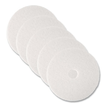 3M 4100 13 in. Diameter Low-Speed Super Polishing Floor Pads - White (5/Carton)