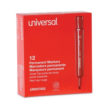 Universal Broad Chisel Tip Permanent Marker - Red (1 Dozen)