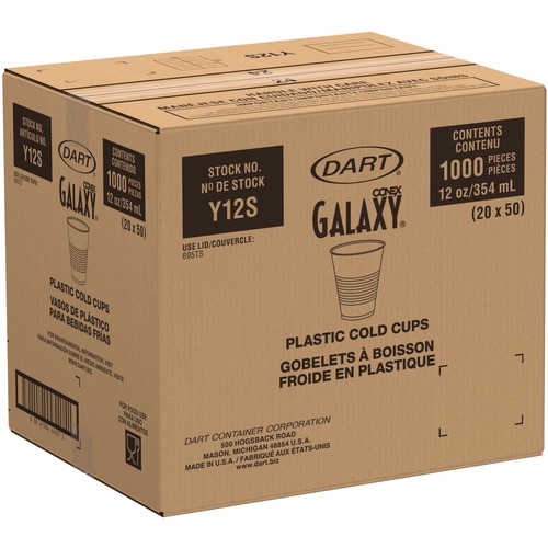 Customer Appreciation Sale - Save up to $60 off | Dart Y12S 12 oz. High-Impact Polystyrene Squat Cold Cups - Translucent (50/Pack) image number 0