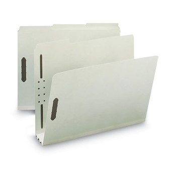 Smead 3 in. Expansion 2 Fasteners Letter Size Recycled Pressboard Fastener Folders - Gray-Green Exterior (25/Box)
