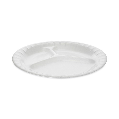 | Pactiv Corp. 0TK100110000 Placesetter Deluxe Laminated Foam 3-Compartment 8.88 in. Plates - White (500/Carton) image number 0