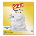 Trash Bags | Glad 22541 ForceFlex Kitchen Drawstring Trash Bags, Drawstring, 13 gal, Unscented, 23.47 x 25.38, White, 110 Bags/Box, 3 Boxes/Carton image number 3