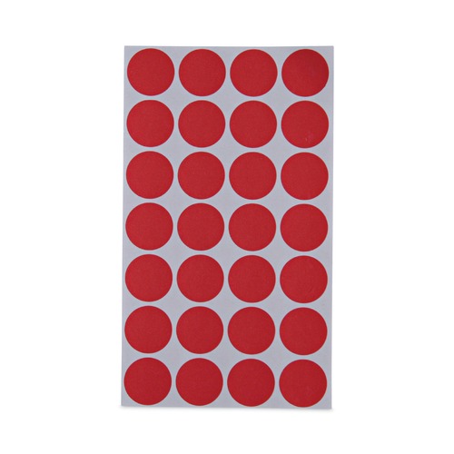  | Universal UNV40103 0.75 in. Diameter Self-Adhesive Removable Color-Coding Labels - Red (28/Sheet, 36 Sheets/Pack) image number 0