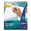 Office Jansan | Avery 11418 Index Maker 11 in. x 8.5 in. 5-Tab Traditional Color Print and Apply Clear Label Dividers - Assorted (5/Pack) image number 0