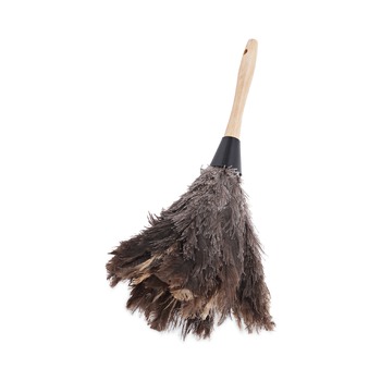 CLEANING BRUSHES | Boardwalk BWK14FD 14 in. Wood Handle Professional Ostrich Feather Duster - Gray