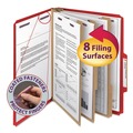 File Folders | Smead 14095 8 SafeSHIELD Fasteners 3 Dividers Letter Size Eight-Section Pressboard Top Tab Classification Folders - Bright Red (10/Box) image number 7