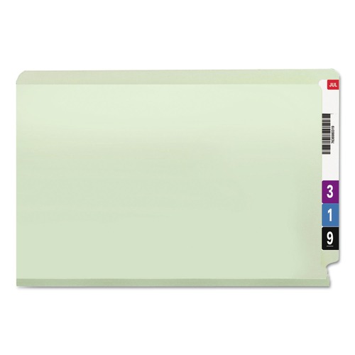 File Folders | Smead 37725 3 in. Expansion End Tab Pressboard Classification Folders with 2 SafeSHIELD Coated Fasteners - Legal Size/Gray-Green (25/Box) image number 0