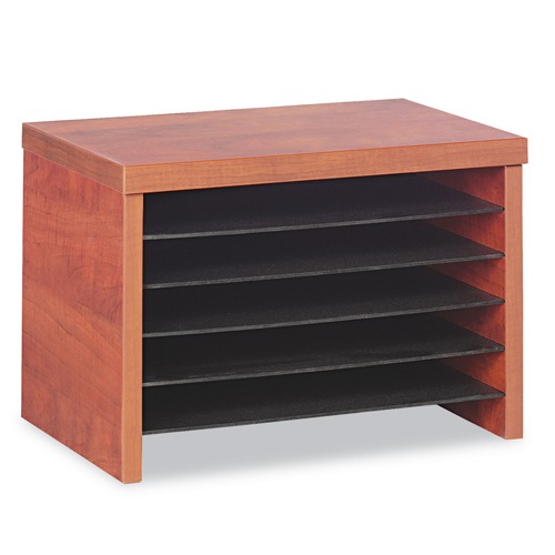  | Alera ALEVA316012MC Valencia Series 15.75 in. x 9.88 in. x 10.88 in. Under Counter Organizer Shelf - Cherry image number 0