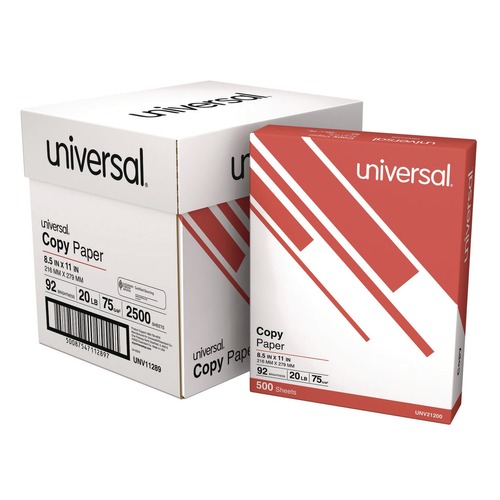 Office Jansan | Universal UNV11289 8.5 in. x 11 in. 20 lb Bond Weight Copy Paper Convenience Carton - White (5/Carton) image number 0
