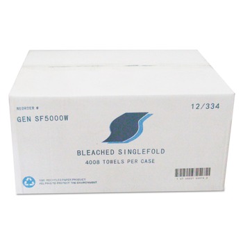 GEN GENSF5000W 9 in. x 9.45 in. Single-Fold Paper Towels - White (4008/Carton)