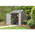 Office Furniture & Lighting | Rubbermaid 2145548 337 cu-ft. 7 ft. x 7 ft. x 8 ft. Storage Shed - Brown image number 3