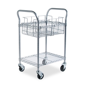 UTILITY CARTS | Safco 5235GR 18.75 in. x 26.75 in. x 38.5 in. 600 lbs. Capacity Wire Mail Cart - Metallic Gray